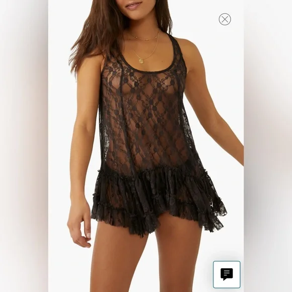 NWT Free People Everything in Lace Tunic Top Color: Dark brown & ivory Size XS - Picture 5 of 7